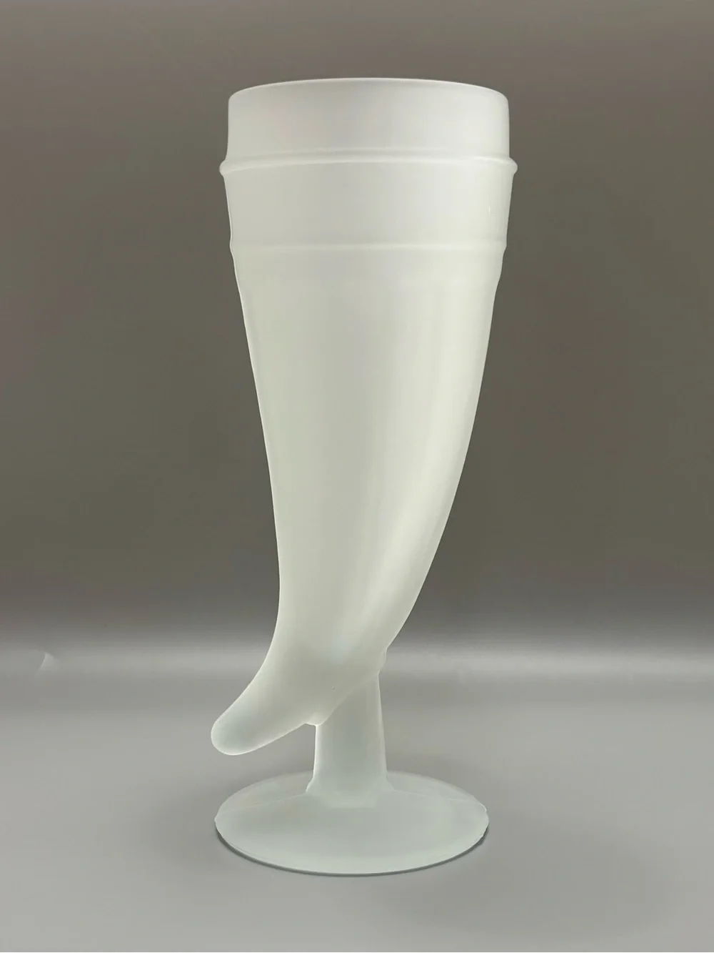 Frosted Satin Glass Viking Horn Mugs Footed Goblet Style Horn Cup 8